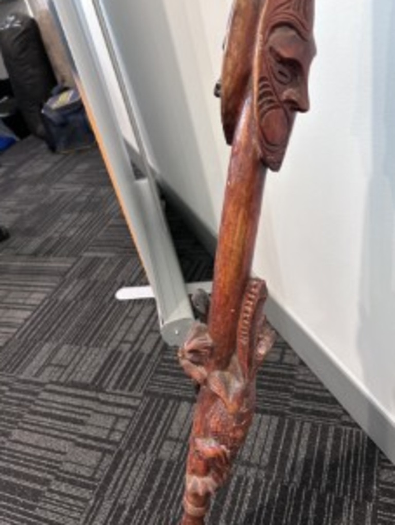 A hand-carved walking stick left in a 13cabs taxi. Picture: Supplied