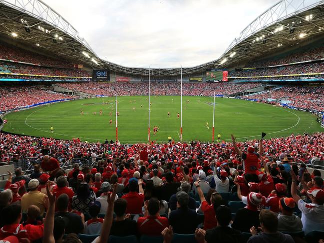 The derby crowd during a qualifying final between Sydney and GWS. Picture: Toby Zerna