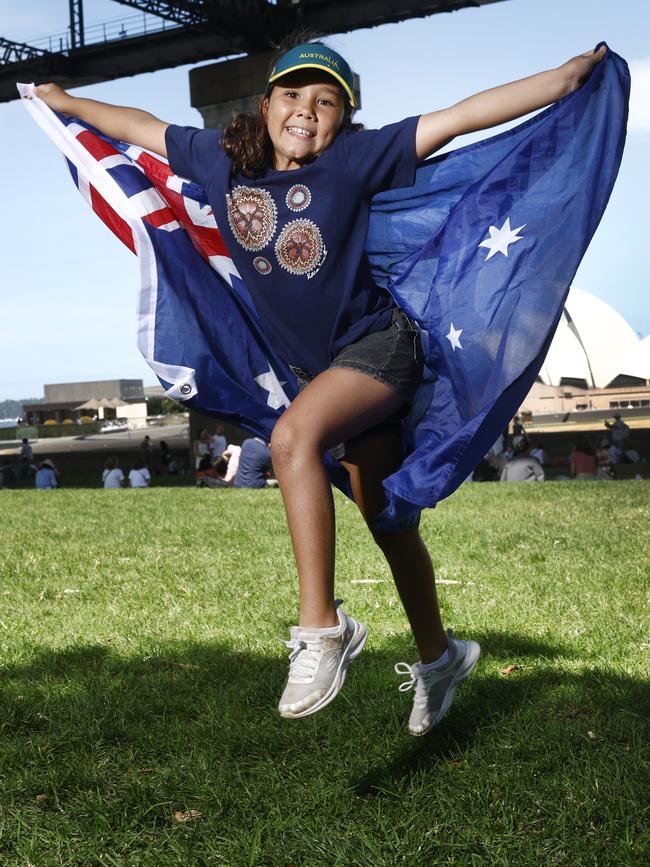 Pictured at The Rocks in Sydney on Australia Day 2025 is Grace Maroney. Picture: Richard Dobson