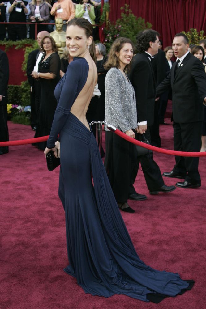 <p><strong>Hilary Swank in Guy Laroche (2005)</strong></p><p>There are striking red carpet dresses, and then there&rsquo;s Hilary Swank&rsquo;s navy Guy Laroche dress at the 2005 Oscars, instantly recognisable for its backless design. However, Swank was actually meant to wear a Calvin Klein dress on the big night that was swapped last-minute, meaning this famous moment may never have come to be.&nbsp;</p><p>Per the <a href="https://www.nytimes.com/2005/02/28/movies/oscars/business-meets-pleasure-in-dressing-for-the-big-night.html"><em>New York Times</em></a>, Swank had been consulting with the American brand for two weeks on the dress before changing her mind. A senior vice president of Calvin Klein said: &ldquo;We wish it could have been our dress, but sometimes this happens. At the last minute, she said this is really what she wanted to wear today.&rdquo;</p>