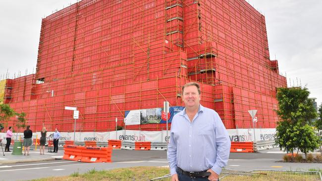 Evans Long director Dirk Long oversees construction at Foundation Place in Maroochydore's CBD. Photo: John McCutcheon