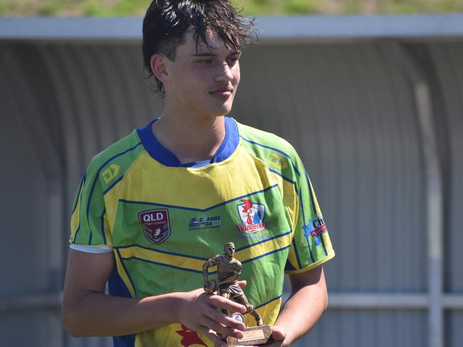 Hunter Harris in the Moranbah Miners v Wanderers U15s RLMD Grand Final at JRL Field 5, September 4, 2021. Picture: Matthew Forrest