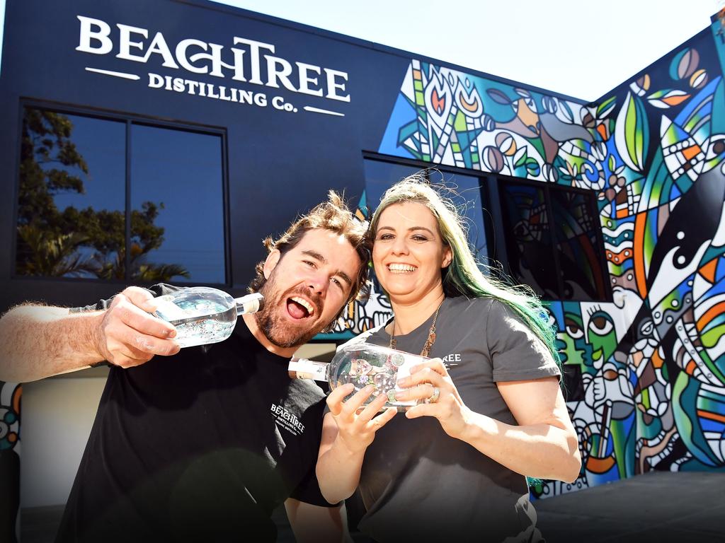 Steve Grace and Kirra Daley said their gin and vodka is made organically. Picture: Patrick Woods