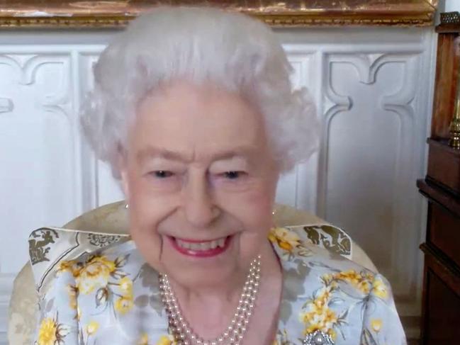 Queen Elizabeth during a call with staff at the The Royal London Hospital. Picture: AFP/ Buckingham Palace