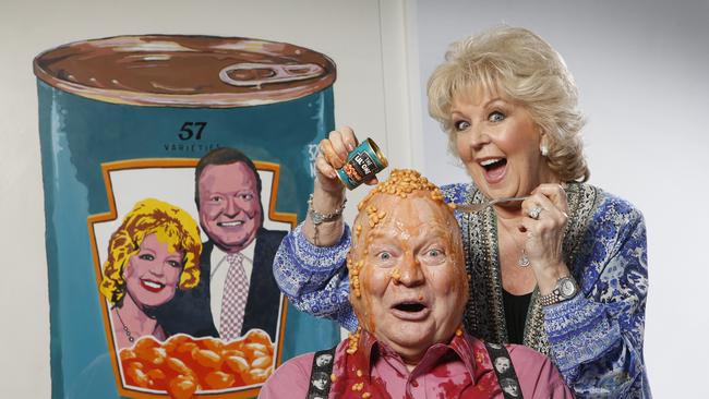 Australian icons Bert and Patti Newton have been immortalised on another great Aussie icon, the Heinz beans can as part of a new art collaboration. Picture: David Caird