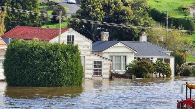 Train park at Deloraine during floods Friday October 14 in 2022.