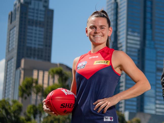 2021 KAYO Winter Codes Campaign ambassadors Ã Lily Mithen, Cam Waters and Jack Steele down by the Yarra River with the City Of Melbourne in the background. Picture: Jason Edwards