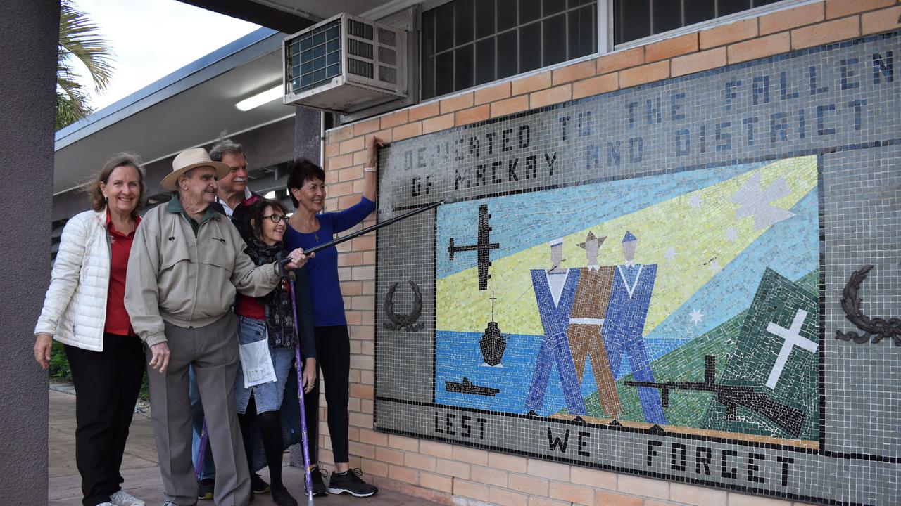 Mackay War Memorial Pool Community Action Group committee members (from left): Carol Single, Jane Conlon, Sue Willett, Graham Townsend and VC recipient Keith Payne (front) at the Memorial Swimming Centre which has just received state heritage listing. Picture: Heidi Petith