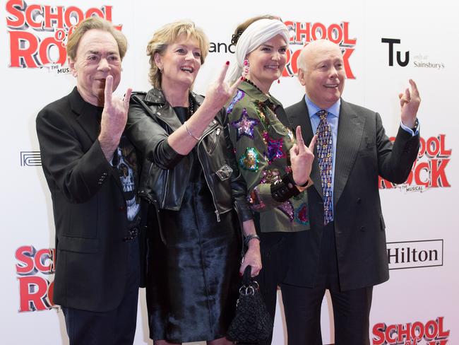 Andrew and Madeleine Lloyd Webber with Julian Fellowes (right) with his wife Emma Joy Kitchener. Picture: Craig Sug