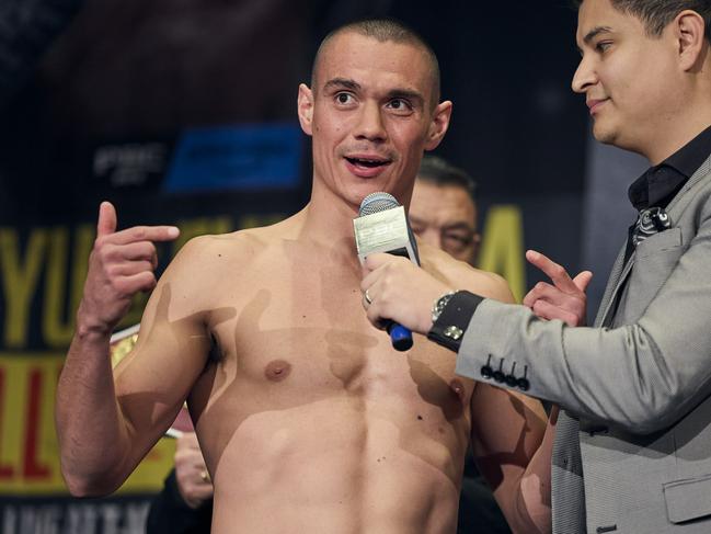Tszyu vs Fundora Weigh-ins   Tim Tszyu weighed in at 152.8 pounds, a full 1.2 pounds below the super-welterweight limit, for what he labeled his “Super Bowl moment” in Las Vegas against Sebastian Fundora., , Tszyu was focused but relaxed, tipping the scales on Friday in Las Vegas, and was an imposing physical presence opposite the rail-thin Fundora.