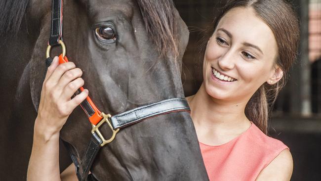 Katelyn Mallyon at Simon Zahra's Flemington stables. Picture: Jason Edwards