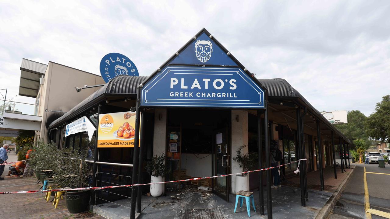 Plato’s Greek Chargrill at Walkerville was extensively damaged. Picture: Ben Clark