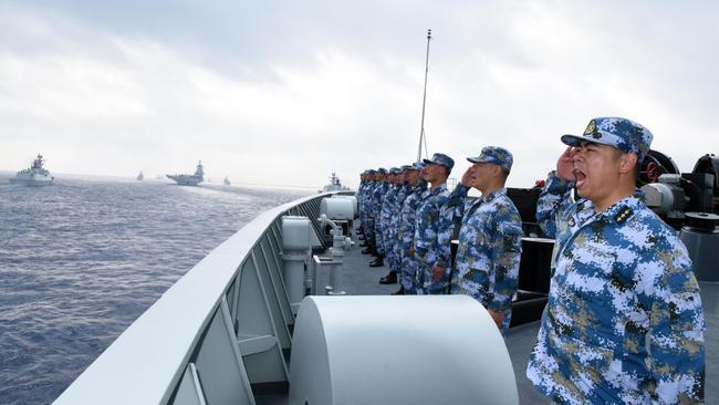 A PLA Navy fleet in the South China Sea. Picture: Getty Images