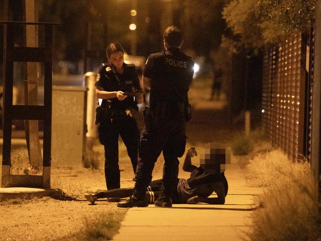 ** Image has been pixelated* 15-02-2024 - Youths of Alice Springs arrested following another incident involving a stolen car the following evening. Picture: Liam Mendes / The Australian