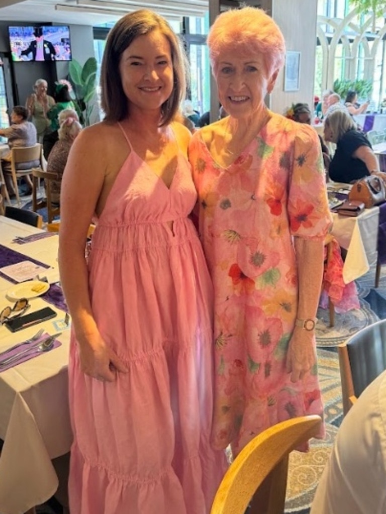 Jodie Schelberg and Maxine Stewart celebrating the Melbourne Cup at Gympie RSL Club.