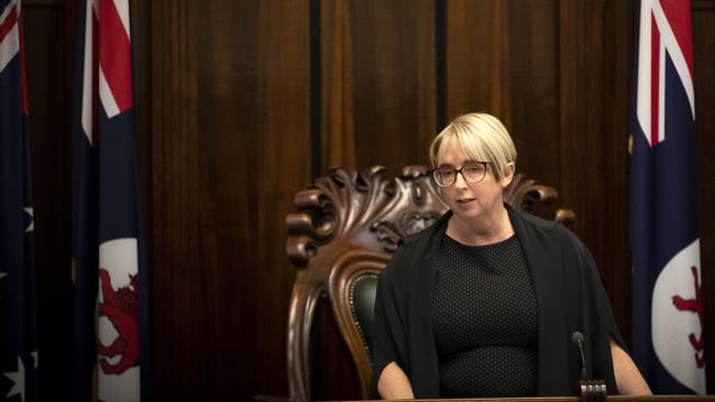 Question time in the Tasmanian Parliament, speaker Michelle O'Byrne. Picture: Chris Kidd