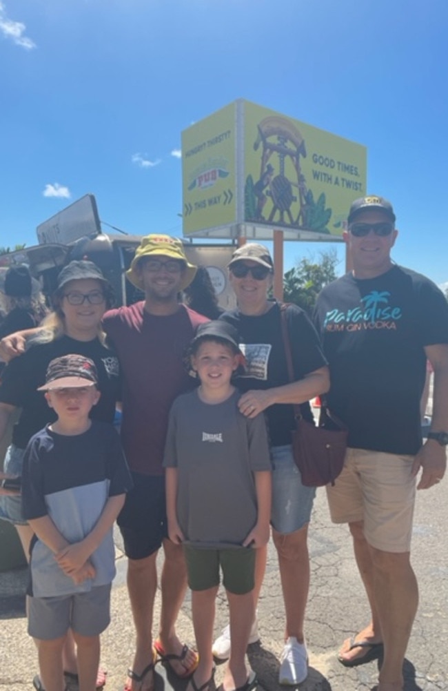 Fletcher Bigwood, 8, Hamish Bigwood, 8, Chrissy Bigwood, Nick Bigwood, Michelle Bigwood and Ross Bigwood at the Chilli Festival 2023.