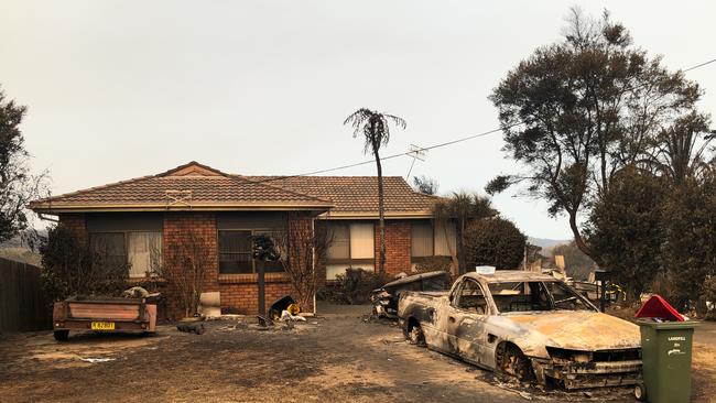 A property impacted by the Currowan Fire in Conjola Park. Picture: Heather Mcnab