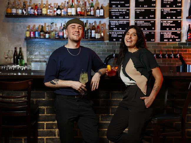 Cam Syme and Stephanie Saad having a drink at Odd Culture in Newtown. The group’s new bar has been given a licence to trade until 4am. Picture: Richard Dobson