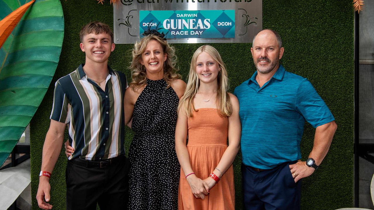 Jesse Dunster, Kate Dunster, Skye Dunster and Troy Dunster at the 2024 Darwin Guineas kicking off the Darwin Cup Carnival. Picture: Pema Tamang Pakhrin