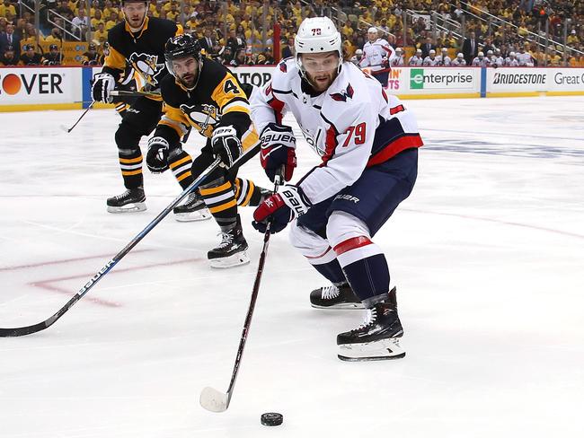 Aussie Nathan Walker helped the Washington Capitals eliminate the Pittsburgh Penguins from the NHL playoffs. Picture: Getty Images/AFP