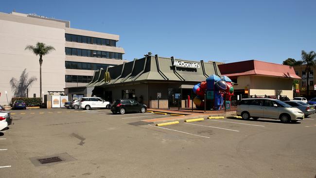 The McDonald’s hidden behind a derelict building at the corner of Victoria Rd and Church St in Parramatta.