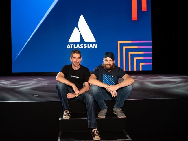 Atlassian co-founders Scott Farquhar and Mike Cannon-Brookes before they hit the stage in Barcelo