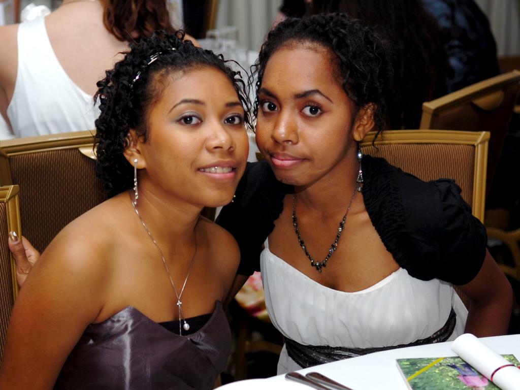 Yosina Sawen and Beatrix Watori at the 2009 St John’s Catholic Senior College formal. Picture: NT NEWS