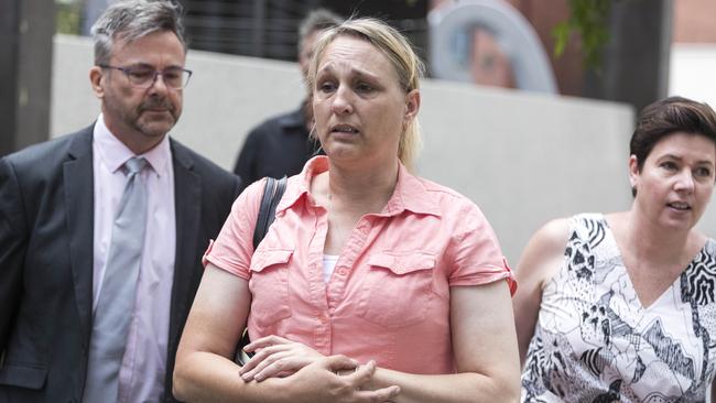 Linda Mason leaves the Brisbane Magistrates Court today, where she said the “long, hard fight” would be worth it to see someone charged. Picture: AAP/Glenn Hunt