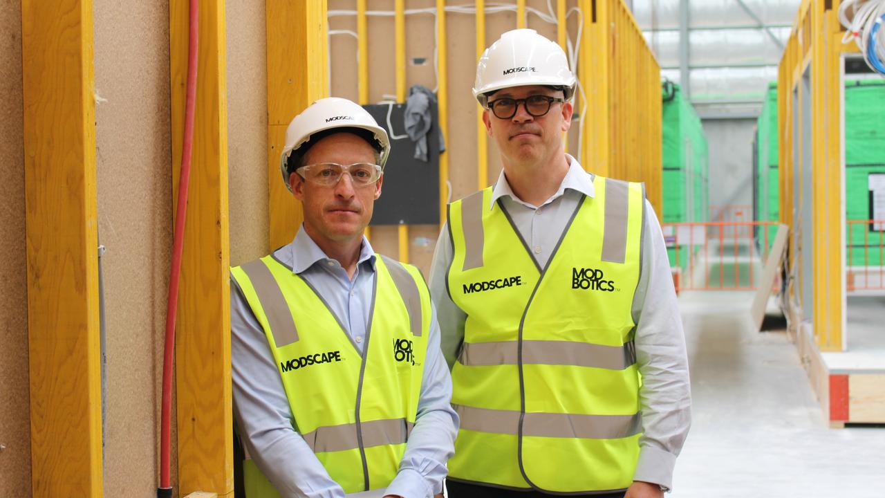 Commonwealth Bank's Grant Cairns, left, and Michael Baumann at Modscape. Picture: CBA