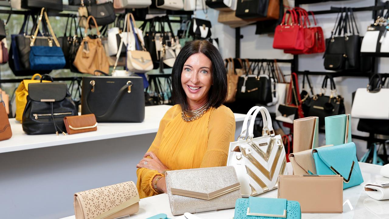 Colette Hayman, pictured in 2016 with her range of designer handbags. Picture: Troy Snook.