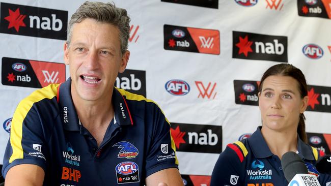 Crows Coach Matthew Clarke and Captain Chelsea Randall. Picture: Dean Martin