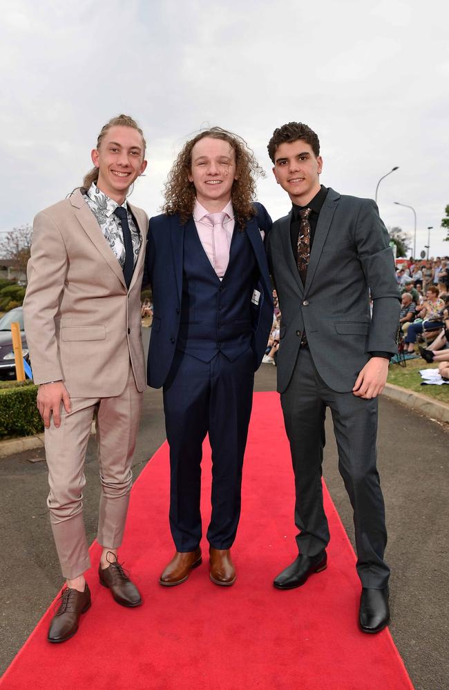 Corey Burton, Logan King and Isaiah Love at Highfields State Secondary College. Picture: Patrick Woods.