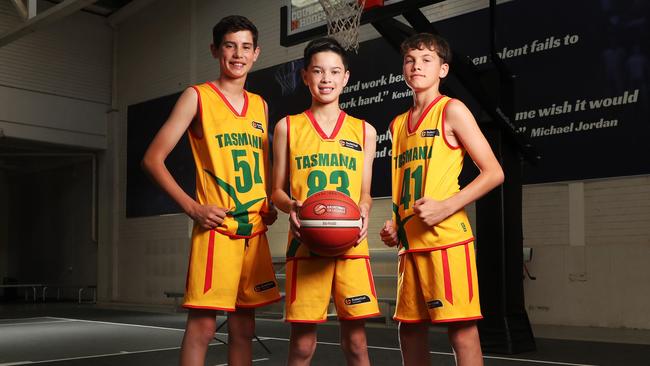 Darcy Hickey 12 u/14, Khobe Speed 12 u/12, Hugh McCallum 14 u/16. Australian Junior Country Basketball Cup in Albury that will be livestreamed on The Mercury website. Picture: Nikki Davis-Jones