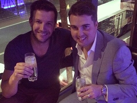 X Factor host Luke Jacobz and Braiden Marlborough in May 2014. Picture: Instagram