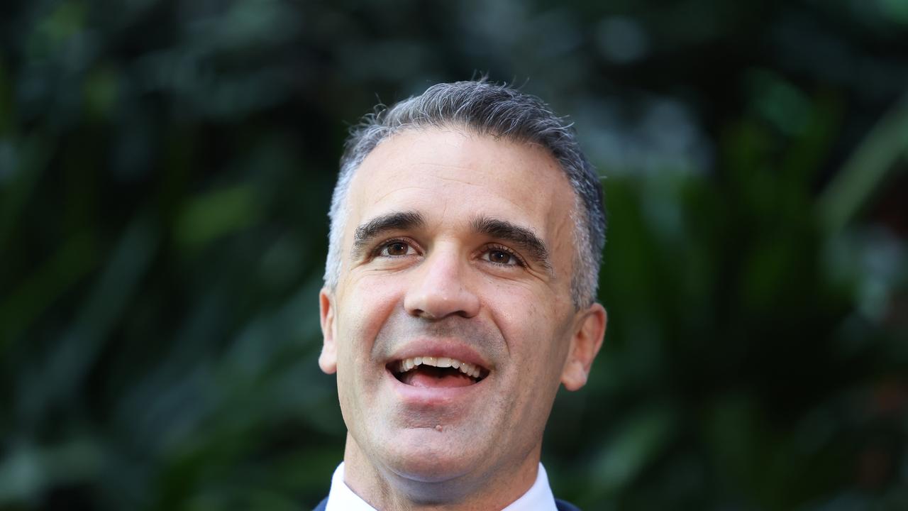 Premier Peter Malinauskas laughed during a press conference, saying being asked about the AFL was ‘a dream come true’. Picture: NCA NewsWire / David Mariuz