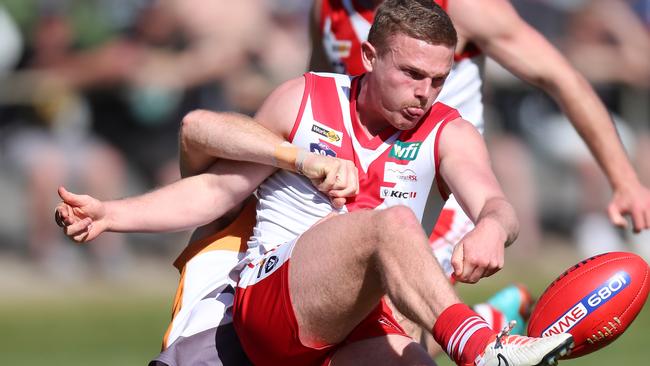 The Wimmera league grand final was a thriller that saw the Ararat Rats defeat the Southern Mallee Giants at Dimboola. Picture: Yuri Kouzmin