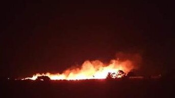 A grass fire at Aldinga Beach sparked by the use of illegal fireworks.