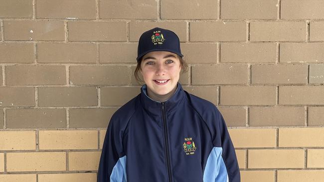 Ava Gaughan, NSW PSSA u12 Girls Cricket Team to play School Sports Australia u12 national titles in Ballarat 2022, picture at Raby Oval, Raby NSW, 16 November 2022. Picture: Jason Hosken (News Corp)