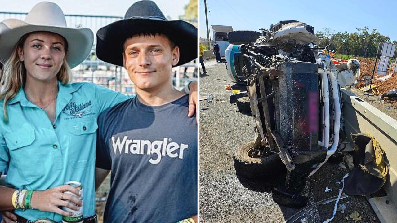 Liv Rauber and Matthew Langdon were involved in a horror crash with a track in regional NSW while towing a horse float. Picture: Instagram/contributed