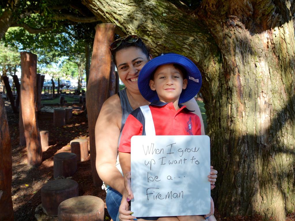 Excited for their first day of Prep at Rangeville State School are Ryan Frederiksen and his mum Kriszara Hoff. January 22, 2024.