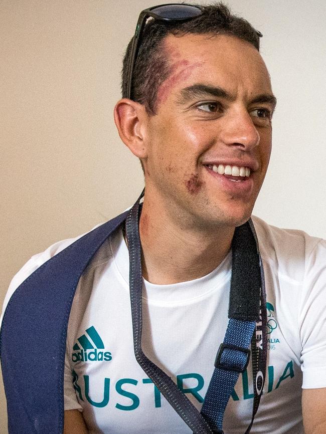 Australian cyclist Richie Porte relaxes at the Oakley Safehouse Copacabana after his crash at the Rio Olympics in 2016.