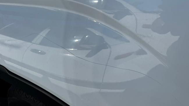 Terry Teece's Volkswagen Amarok after it was ‘keyed’. Photo: Terry Teece