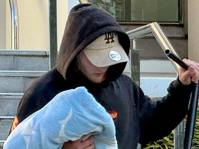 David Bradley Dillon-Henderson leaving Wollongong Local Court on Monday September 16 2024 after being found guilty of producing and possessing child abuse material. The material was four AI artificial intelligence generated images. Picture: Dylan Arvela