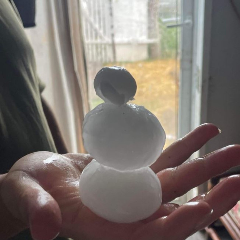 Giant hail at Warra on the Western Downs. Picture: Kimmy Kanowski