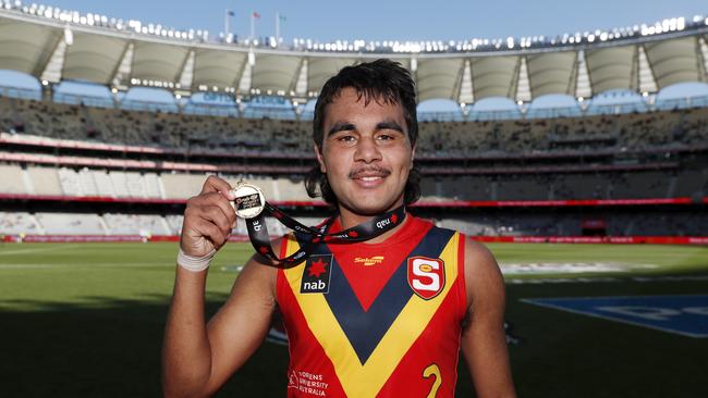 Blayne O’Loughlin was South Australia’s best player in the grand final curtain-raiser. Dylan Burns/AFL Photos via Getty Images