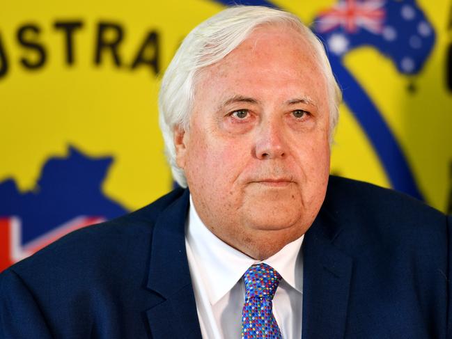 Clive Palmer in Townsville endorsing his Clive Palmer's United Australia Party candidates. Picture: Alix Sweeney