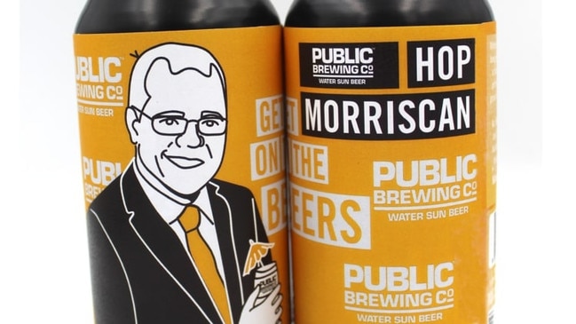 Public Brewing Co.'s Hop MorrisCan Tropical Pale Ale, inspired by the prime minister's 2020 trip to Hawaii.