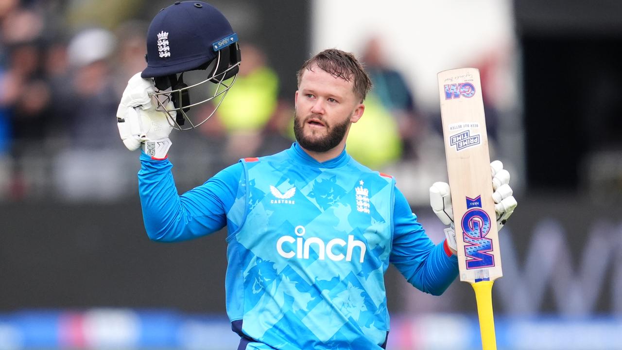 England's Ben Duckett celebrates his century. Photo by Adam Davy/PA Images via Getty Images