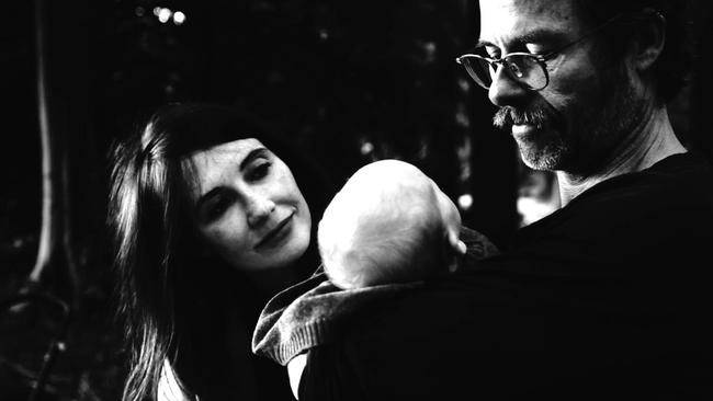 Guy Pearce and Carice van Houten with their baby son Monte. Pic: Twitter/Guy Pearce